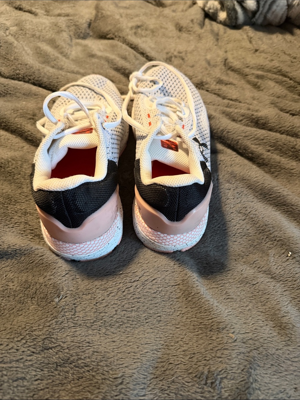 Under Armour White and Black Mesh Running Shoes with Coral Accents - Picture 3 of 6